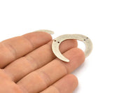 Silver Moon Charm, 12 Antique Silver Plated Brass Crescent Moon Charms With 2 Holes, Connectors (28x19x0.60mm) D913 H1246