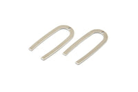 Silver Geometric Charm, 12 Silver Tone  Brass U Shaped Pendants With 1 Hole, Charms, Findings (27x13x0.50mm) E019 H1107