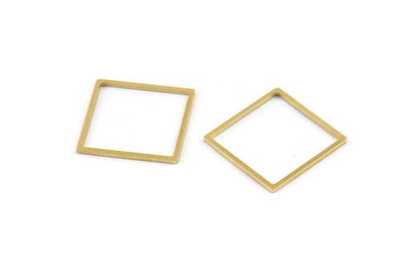 Brass Square Charm, 24 Raw Brass Square Connectors (20x1mm) A1732