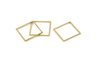 Brass Square Charm, 24 Raw Brass Square Connectors (22x1mm) A1733