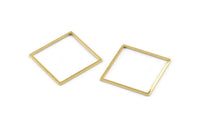 Brass Square Charm, 24 Raw Brass Square Connectors (24x1mm) A1734