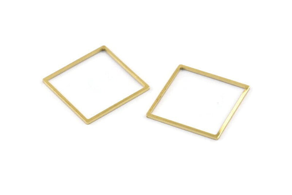 Brass Square Charm, 24 Raw Brass Square Connectors (24x1mm) A1734