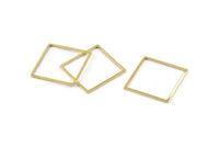 Brass Square Charm, 24 Raw Brass Square Connectors (24x1mm) A1734