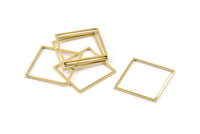 Brass Square Charm, 24 Raw Brass Square Connectors (24x1mm) A1734