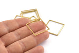 Brass Square Charm, 24 Raw Brass Square Connectors (24x1mm) A1734
