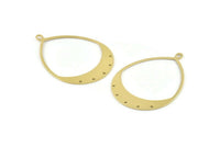 Brass Drop Charm, 4 Raw Brass Drop Charms With 1 Loop And 5 Holes, Pendants (49x36x0.80mm) M1011