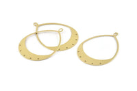 Brass Drop Charm, 4 Raw Brass Drop Charms With 1 Loop And 5 Holes, Pendants (49x36x0.80mm) M1011