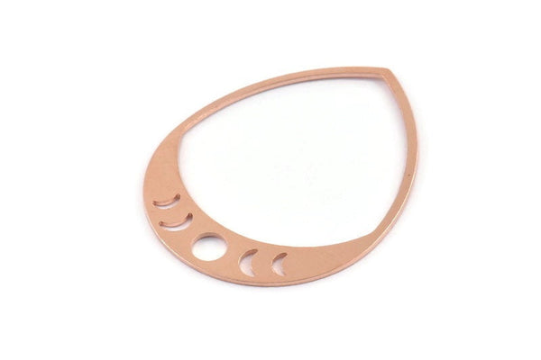 Copper Drop Blank, 2 Raw Copper Moon Phases Blanks, Findings (45x36x0.80mm) M1036