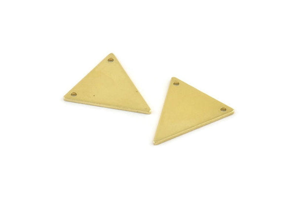 Brass Triangle Charm, 6 Raw Brass Triangle Charms With 2 Holes (19x18x1mm) M01102