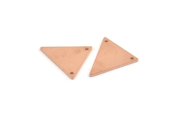 Bakır Üçgen Tılsımı, 2 Delikli 4 Ham Bakır Üçgen Tılsımı (19x18x1mm) M1077