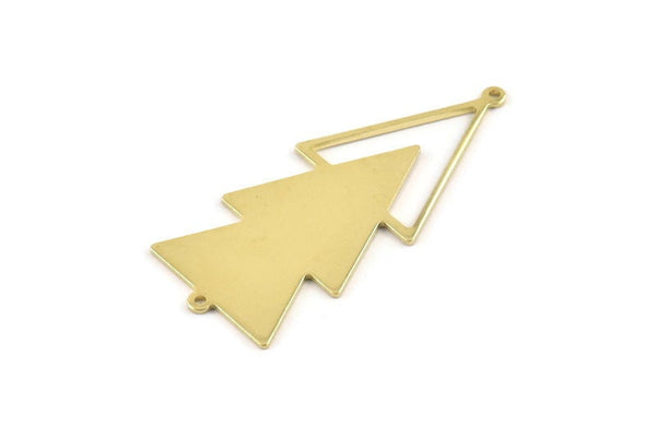 Brass Triangle Charm, 6 Raw Brass Triangle Charms With 2 Loops (51x21x1mm) M01115