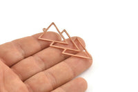 Copper Triangle Charm, 4 Raw Copper Triangle Charms With 1 Loop (49x21x1mm) M1094