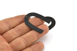 Black Geometric Charm, 6 Oxidized Black Brass U Shaped Pendants With 2 Holes (35x27x0.50mm) E015 S436