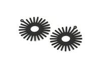Black Sun Charm, 6 Oxidized Black Brass Sunshine Pendants With 1 Loop, Findings (33x30x0.50mm) A1517 S1120
