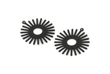 Black Sun Charm, 6 Oxidized Black Brass Sunshine Pendants With 1 Loop, Findings (33x30x0.50mm) A1517 S1120