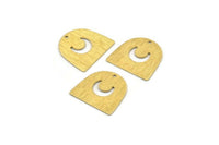 Brass Moon Charm, 24 Textured Raw Brass D Shape Charms With 1 Hole (16x17x0.50mm) M01315