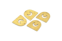 Brass Moon Charm, 24 Textured Raw Brass D Shape Charms With 1 Hole (16x17x0.50mm) M01315