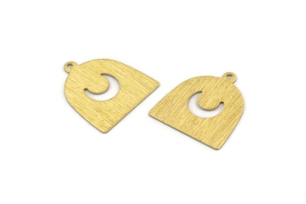 Brass Moon Charm,  24 Textured Raw Brass D Shape Charms With 1 Loop (18x17x0.50mm) M01309