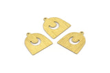 Brass Moon Charm,  24 Textured Raw Brass D Shape Charms With 1 Loop (18x17x0.50mm) M01309