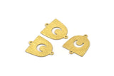 Brass Moon Charm,  24 Textured Raw Brass D Shape Charms With 2 Loops (21x17x0.50mm) M01310