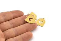 Brass Moon Charm,  24 Textured Raw Brass D Shape Charms With 2 Loops (21x17x0.50mm) M01310
