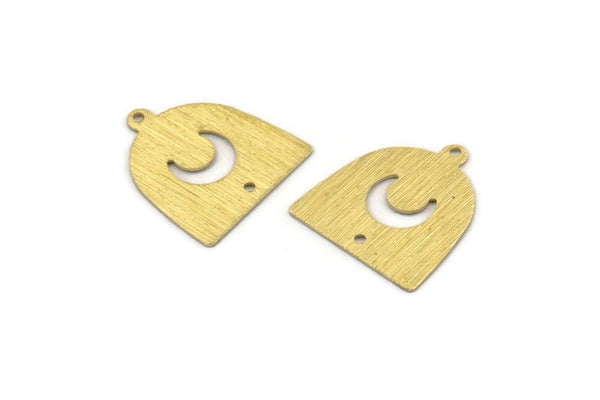 Brass Moon Charm,  24 Textured Raw Brass D Shape Charms With 1 Loop And 1 Hole (18x17x0.50mm) M01312