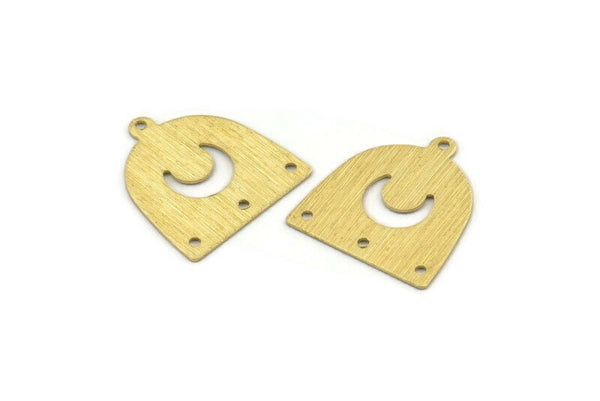 Brass Moon Charm,  24 Textured Raw Brass D Shape Charms With 1 Loop And 3 Holes (18x17x0.50mm) M01319