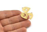 Brass Moon Charm,  24 Textured Raw Brass D Shape Charms With 1 Loop And 5 Holes (18x17x0.50mm) M01324