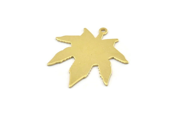Brass Leaf Charm, 10 Raw Brass Leaf Charms With 1 Loop (29x28x0.80mm) M01300