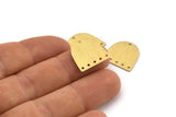 Brass D Shape, 24 Textured Raw Brass D Shape Charms With 6 Holes, Brass Blanks (16x17x0.50mm) M01333