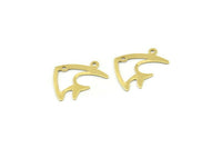 Brass Fish Charm, 50 Raw Brass Fish Charms With 1 Loop (19x14x0.50mm) M01294