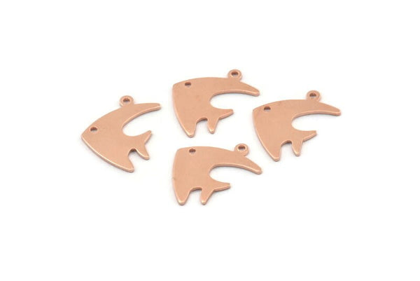Copper Fish Charm, 24 Raw Copper Fish Charms With 1 Loop (19x14x0.80mm) M01338
