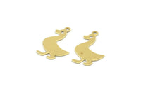 Brass Duck Charm, 50 Raw Brass Duck Charms With 1 Loop, Findings (20x15x0.45mm) M01287