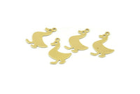 Brass Duck Charm, 50 Raw Brass Duck Charms With 1 Loop, Findings (20x15x0.45mm) M01287
