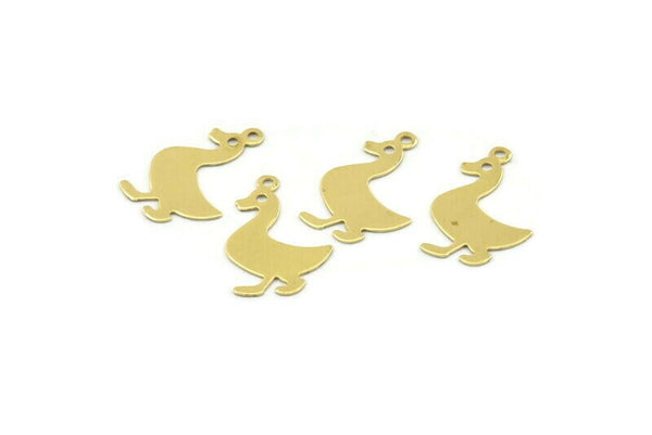 Brass Duck Charm, 50 Raw Brass Duck Charms With 1 Loop, Findings (20x15x0.45mm) M01287