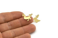 Brass Duck Charm, 50 Raw Brass Duck Charms With 1 Loop, Findings (20x15x0.45mm) M01287