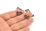 Black Heart Charm, 25 Oxidized Black Brass Heart Connectors, Findings (11x14x1mm) D1195 S1104