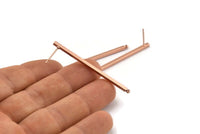 Rose Gold Stick Earring, 4 Rose Gold Plated Brass Stick Stud Earrings With 1 Hole (2x50mm) BS 1782 A1323 Q1038