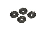 Black Sun Charm, 12 Oxidized Black Brass Sun Charms With 1 Loop (19x18mm) D1198 S1216