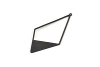 Black Diamond Pendant, 4 Textured Oxidized Black Brass Diamond Pendants With 1 Loop (56x27x0.80mm) D0569 S652