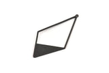 Black Diamond Pendant, 4 Textured Oxidized Black Brass Diamond Pendants With 1 Loop (56x27x0.80mm) D0569 S652