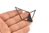 Black Diamond Pendant, 4 Textured Oxidized Black Brass Diamond Pendants With 1 Loop (56x27x0.80mm) D0569 S652
