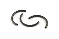 Black Noodle Tubes, 6 Oxidized Black Brass Semi Circle Curved Tube Beads (3.5x41mm) D0266 S1217