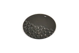 Black Round Charm, 6 Oxidized Black Brass Round Charms With 1 Hole (25x0.80mm) D963