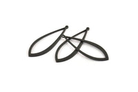 Black Drop Charm, 12 Oxidized Black Brass Drop Charms With 1 Loop (37x13x1mm) D1541 S1083