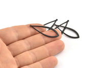 Black Drop Charm, 12 Oxidized Black Brass Drop Charms With 1 Loop (37x13x1mm) D1541 S1083