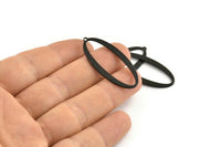 Black Oval Charm, 6 Oxidized Black Brass Oval Charms With 1 Loop (39x18x1mm) D1576