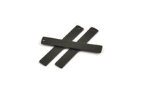 Black Necklace Bar, 6 Textured Oxidized Black Brass Rectangle Stamping Blanks With 1 Hole (41x6x1mm) D0802