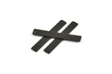 Black Necklace Bar, 6 Textured Oxidized Black Brass Rectangle Stamping Blanks With 1 Hole (41x6x1mm) D0802
