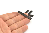 Black Necklace Bar, 6 Textured Oxidized Black Brass Rectangle Stamping Blanks With 1 Hole (41x6x1mm) D0802